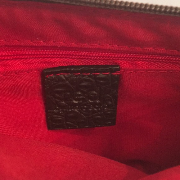 Red Brand Jacquard Logo Sm Kiss lock Wristlet Bag - Picture 6 of 8